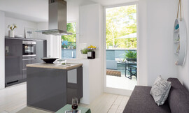  Zuordnung: Stil Design-keukens, Planungsart Open keuken (woonkeuken)
